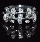 A 9k white gold ring set with diamonds, 3.8g, size N