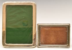 Two hallmarked silver mounted photograph frames, one to suit 8 x 6 inch photo, with oak easel