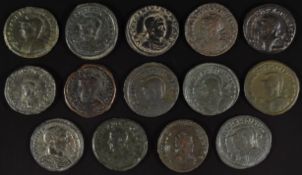 Roman Imperial coinage The Tetrachy AD285-307 Licinius II fourteen bronze coins, diameter 18mm