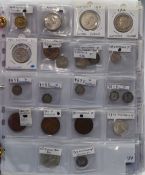 An album containing world coinage with silver content, 19thC onwards, Edward VII era etc, includes