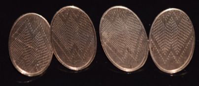 A pair of Georg Jensen 9ct rose gold cufflinks with engine turned decoration, 4g