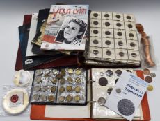 A collection of coins including albums, London Mint presentation packs etc, Polish hammered silver