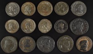 Roman Imperial coinage The Tetrachy AD285-307 Maximianus fifteen bronze coins, some with