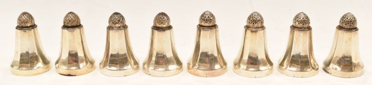 Set of eight Georg Jensen hallmarked silver salts and peppers, design number 423B, import marks