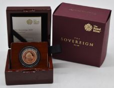 Queen Elizabeth II 2020 proof gold full sovereign, in case with certificate