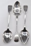 Three Fiddle pattern table spoons, all being London 1828, two being a pair, maker William M