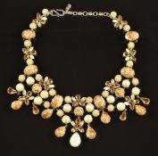 Christian Dior necklace set with faux crystal, pearls and agate stamped Christian Dior 59, in