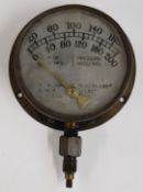 GWR steam carriage heating pressure gauge, marked GWR to rim and dated 3/2/30, height 21cm