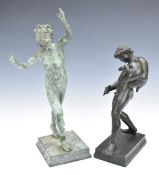 Two bronze classical figures one depicting Pan, height of taller 32cm
