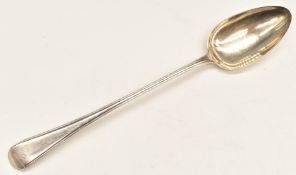 Georgian hallmarked silver basting spoon, London 1797, maker William Eley & William Fearn, length