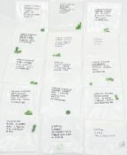 Forty eight loose diopsides and green amethysts including 4ct emerald cut, 1.4ct emerald cut, etc