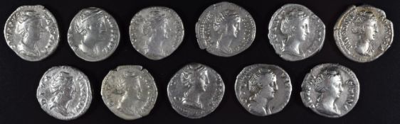 Roman Imperial coinage The Antonines AD138-193 Faustina Senior, wife of Antonius Pius, eleven silver