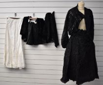 19th/20thC clothing, exotic feathers, koa or apple seed necklaces etc