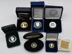 Six cased silver commemorative coins to include Canadian and Australian dollars, UK Coronation etc