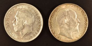 Edward VII 1902 half crown, uncirculated, together with George V 1919 example, GVF