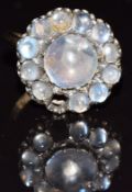 A 9ct gold ring set with a cluster of moonstone, 6.2g, size P