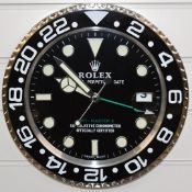 Rolex Oyster Perpetual GMT-Master II dealer's shop display advertising wall clock with black dial,