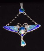 Charles Horner silver pendant in the form of a beetle set with enamel, 6cm