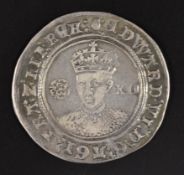 Edward VI hammered shilling, 3rd period, fine silver 1551-3, Seaby 2482 (GVF)