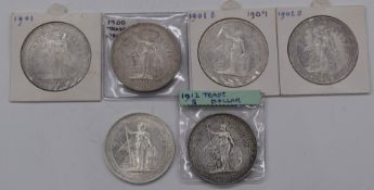 British Colonies trade Dollars, 1900, 1901, 1901B, 1902B, 1903 and 1912B