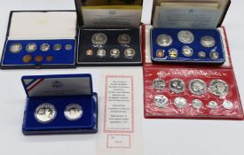 Five proof / specimen coin sets to include 1976 low mintage Jamaica, British Virgin Islands,