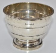 Walker & Hall Art Deco hallmarked silver sugar bowl with stepped design, Sheffield 1946, diameter