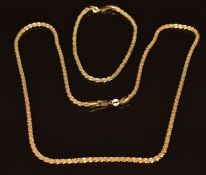 A 9ct gold necklace and matching bracelet, 10.1g
