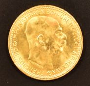 Austria 1915 gold one Ducat coin, 3.5g