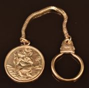 A 9ct gold St Christopher key chain, 12.5g