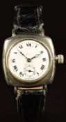 Rolex silver gentleman's wristwatch with subsidiary seconds dial, blued hands, black Roman numerals,