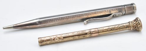Hallmarked silver Yard-o-led propelling pencil together with a rolled gold or similar retractable