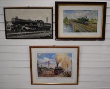 1934 GWR promotional Cheltenham Flyer framed print, overall size 49 x 64cm together with a framed