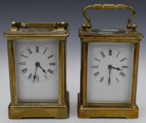 Two brass cased carriage clocks, height of taller 14.5cm