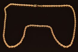 A 9ct gold rope twist necklace, 2.8g, 37cm long