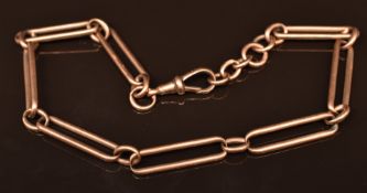 A 9ct rose gold Albert/ fob chain made up of elongated links, 27.8g 32cm long