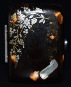 Late 19th/early 20thC French silver and gold inlaid piqué purse decorated with flowers and vacant