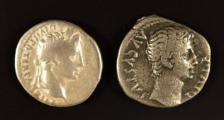 Roman Imperial coinage Julio Claudian Dynasty 17BC-AD69 Augustus two silver Denarius, two reverses