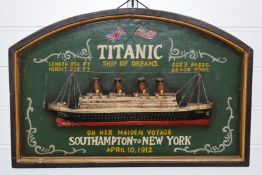 Titanic relief wooden wall plaque, width 60cm