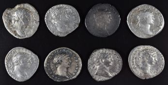 Roman Imperial coinage Adoptive Emperors AD96-138 Trajan eight silver Denarius, various reverses,