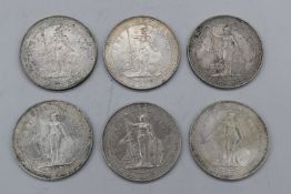 Six British Colonies trade Dollars 1897, 1988, two 1911, 1929B and 1930