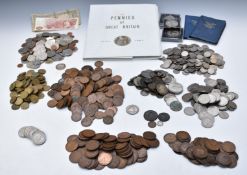 An amateur collection of UK and some overseas coinage, includes silver content, George III