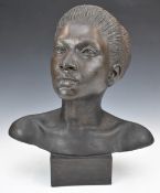 Plaster or similar bust of a woman, H43cm