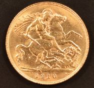 Edward VII 1910 gold half sovereign