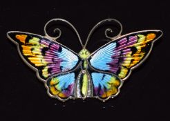 David Andersen silver enamel butterfly brooch, 5 x 3cm