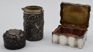 Sampson Mordan & Co Victorian hallmarked silver travelling inkwell or similar bottle with embossed