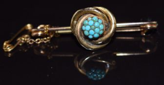 Victorian knot brooch set with turquoise, 3.4g, 4cm