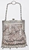 Austro Hungarian silver ladies evening purse in the Vienna secession style, with silver import marks