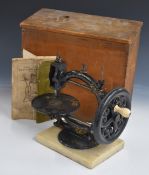 Little Wanzer vintage sewing machine, in box with instructions