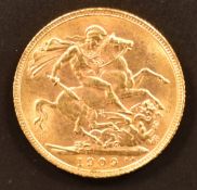 Edward VII 1909 gold full sovereign