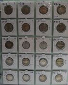 A large collection of English shillings, includes Queen Anne example, George III, George IV, young